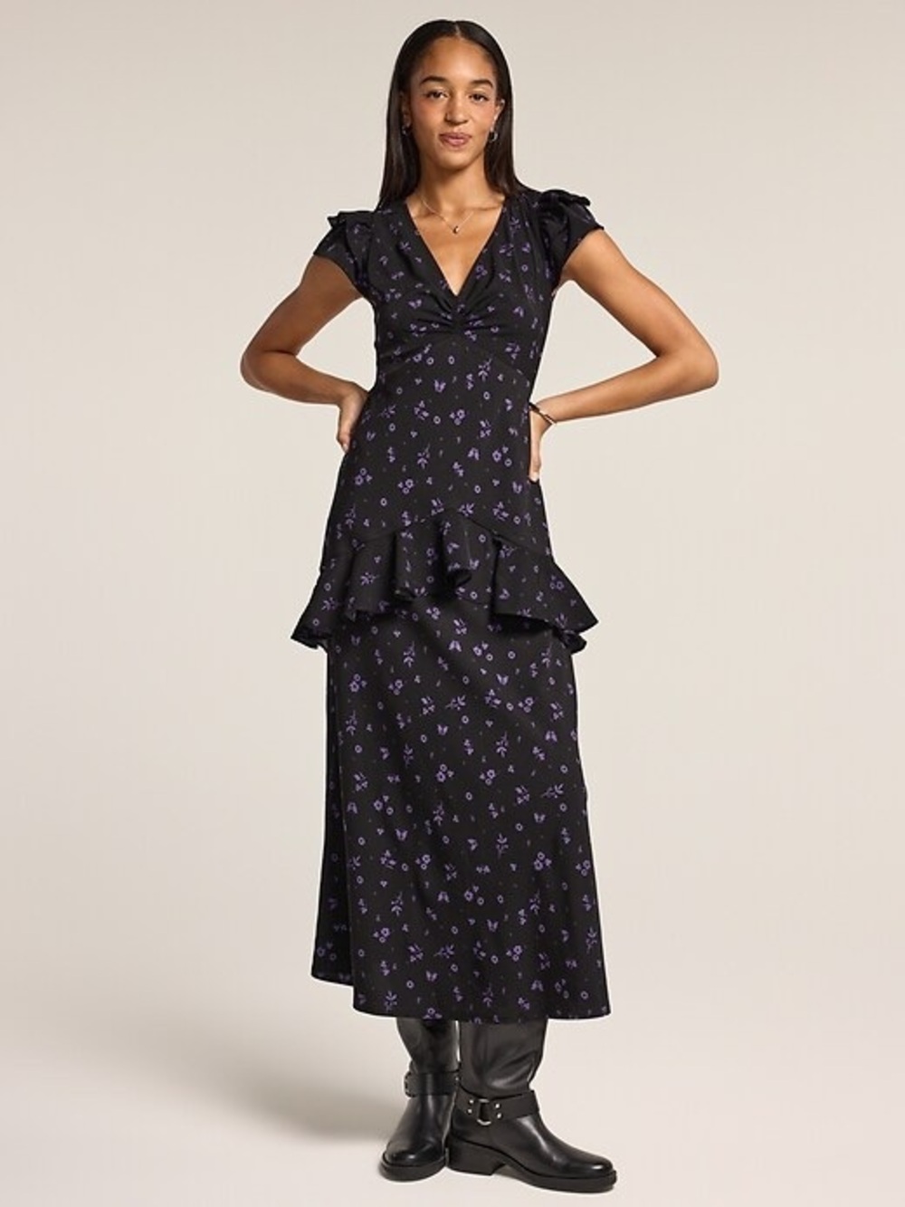 NWT Old Navy x Anna Sui Ruffle Peplum Butterfly Print Maxi Dress | Size XL